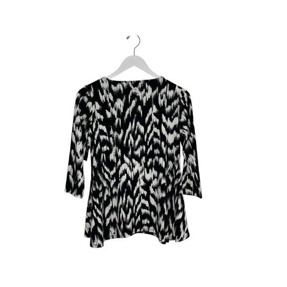 Jm Collection Black White 3/4 Sleeve Tunic Top Petite Size PP NWT - Picture 2 of 4